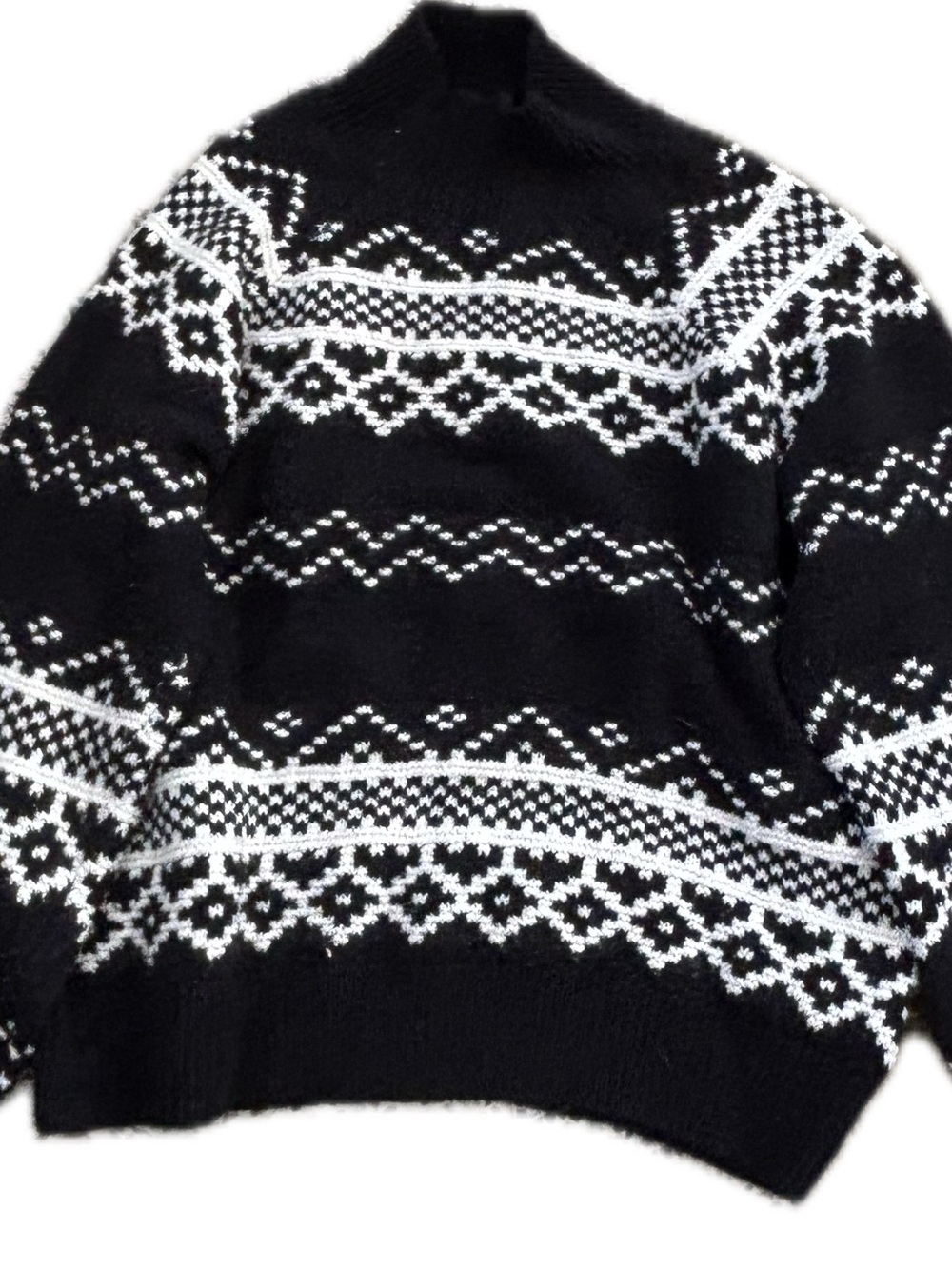 Old Navy Black and White Nordic Turtleneck Sweater